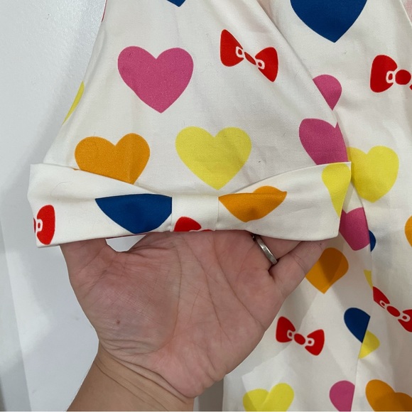 ModCloth Hello Kitty Gift You My Heart Swing Dress NWT Womens 8 White Colorful - Picture 5 of 10